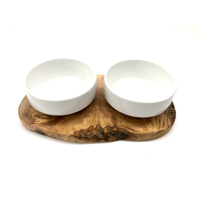 Feeding station RUSTY 2x porcelain bowl 0.4 liters